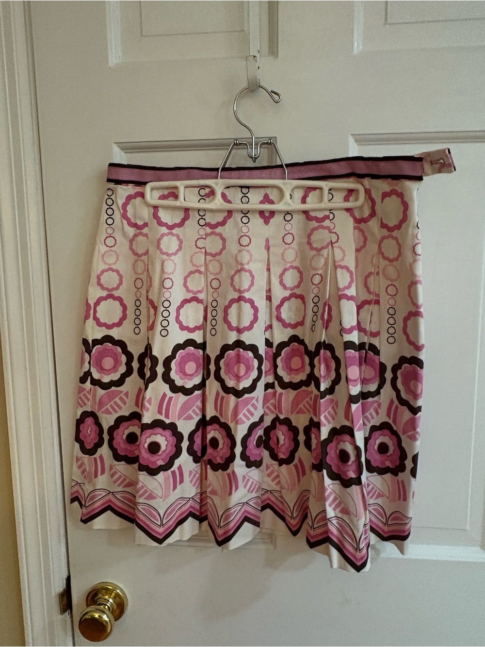 Etcetera Pleated Floral Print Pink and Black Skirt